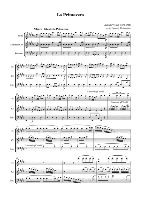 A Vivaldi Spring 1st Movement Sheet Music