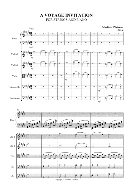 A Voyage Invitation For String Orchestra And Piano Soloist Sheet Music