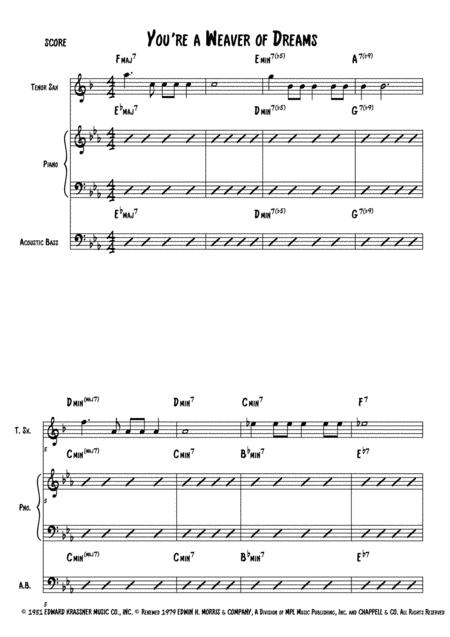 Free Sheet Music A Weaver Of Dreams Score Tenor Sax Piano Bass