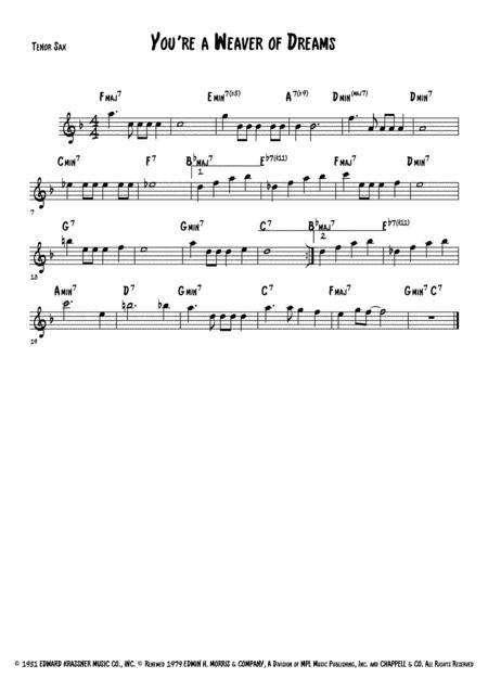 Free Sheet Music A Weaver Of Dreams Tenor Sax