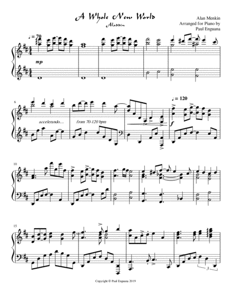 A Whole New World Aladdin Sheet Music