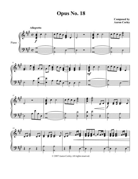 Aaron Corley Opus No 18 Sheet Music