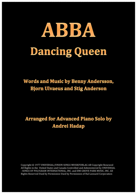 Free Sheet Music Abba Dancing Queen Arranged For Advanced Piano Solo