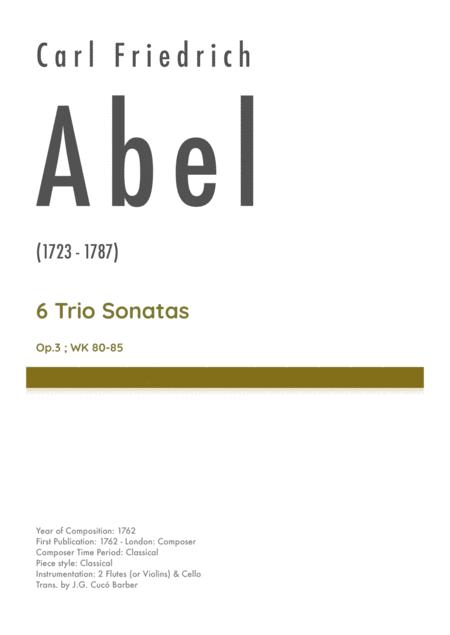 Abel 6 Trio Sonatas Op 3 Wk 80 85 Sheet Music