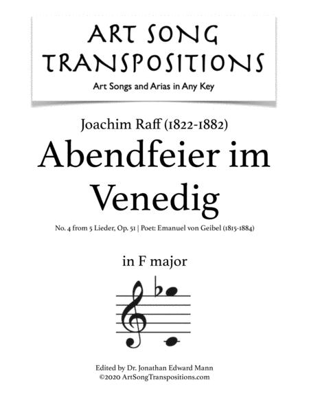 Abendfeier Im Venedig Op 51 No 4 Transposed To F Major Sheet Music