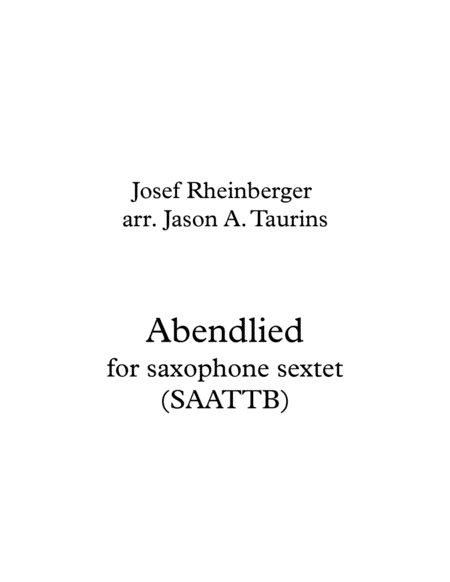 Free Sheet Music Abendlied For Saxophone Sextet Saattb