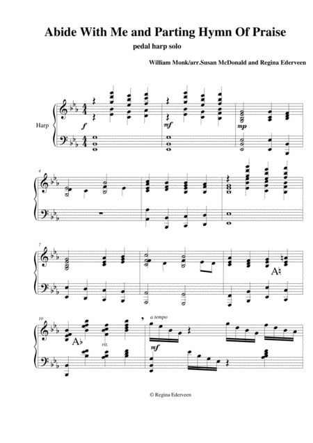 Free Sheet Music Abide With Me And Parting Hymn Of Praise Pedal Harp Solo