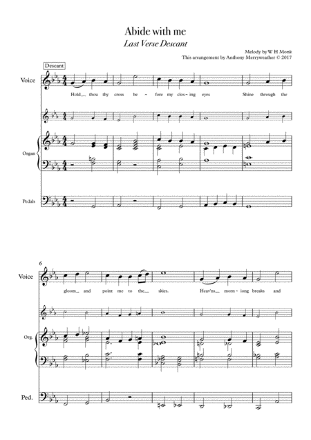 Abide With Me Descant And Last Verse Arrangement Sheet Music