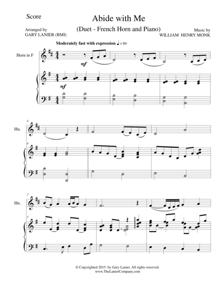 Abide With Me Duet French Horn And Piano Score And Parts Sheet Music