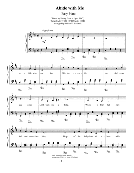 Free Sheet Music Abide With Me Easy Piano