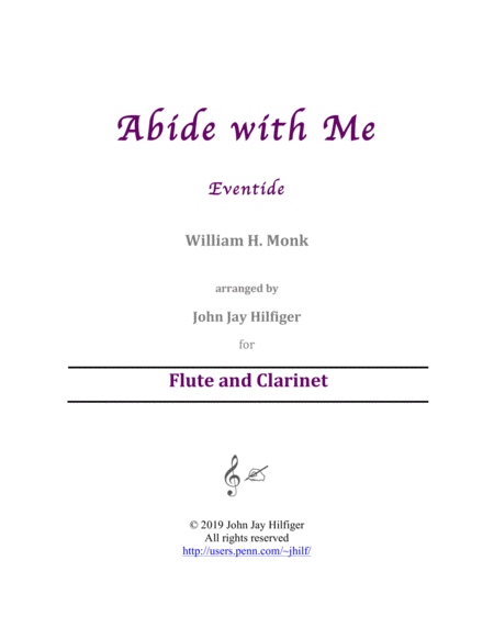 Free Sheet Music Abide With Me For Flute And Clarinet