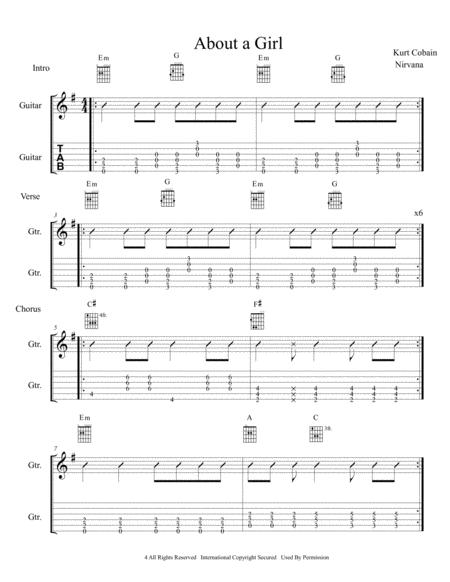 Free Sheet Music About A Girl Guitar Chords