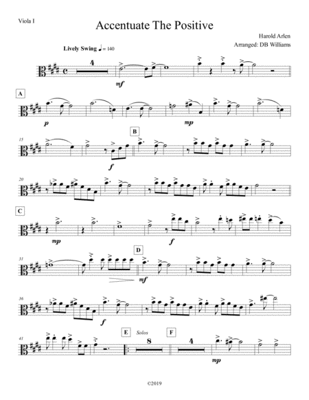 Free Sheet Music Accentuate The Positive Strings Viola 1