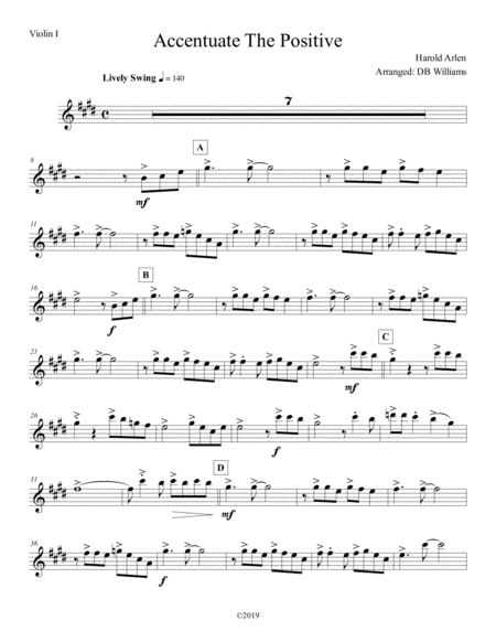 Free Sheet Music Accentuate The Positive Strings Violin 1