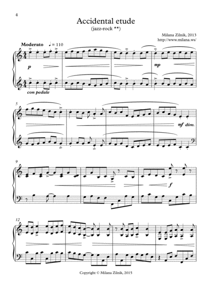 Free Sheet Music Accidental Etude