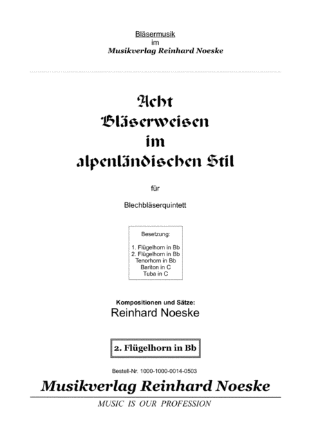 Free Sheet Music Acht Blserweisen Im Alpenlndischen Stil Fr Blechblserquintett
