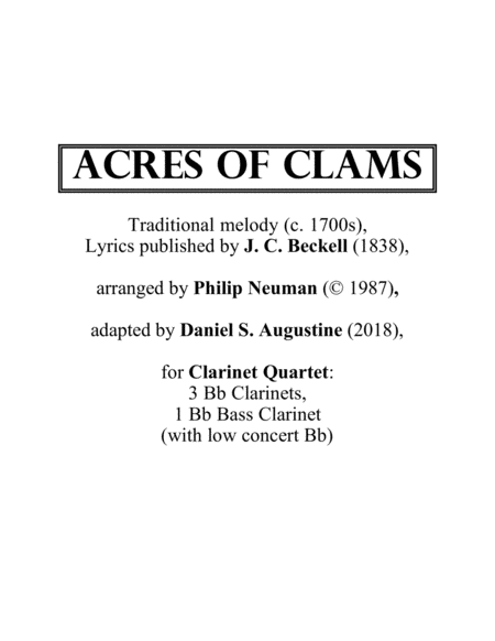 Free Sheet Music Acres Of Clams