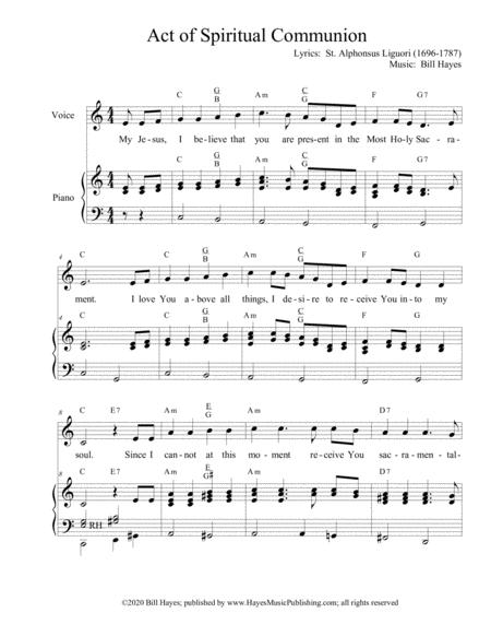 Act Of Spiritual Communion Sheet Music