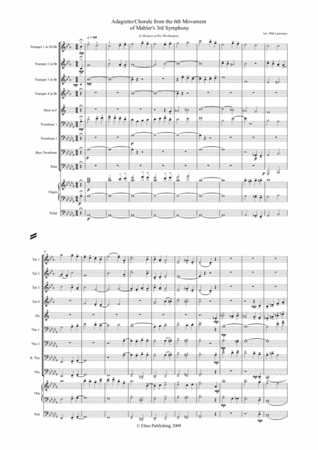 Adagietto Finale From Mahlers 3rd Symphony 10 Piece Brass Brass Sheet Music