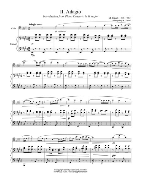 Free Sheet Music Adagio Assai For Cello And Piano Abridged