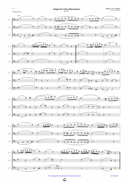 Free Sheet Music Adagio For Glass Harmonica