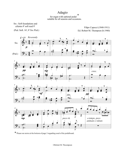 Adagio For Organ By Filippo Capocci Sheet Music