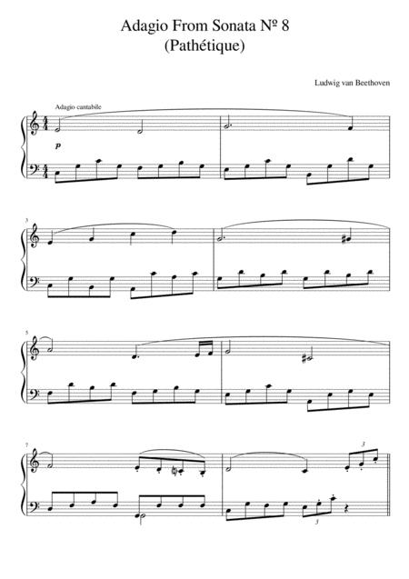 Free Sheet Music Adagio From Sonata N 8 Pathtique Simplified