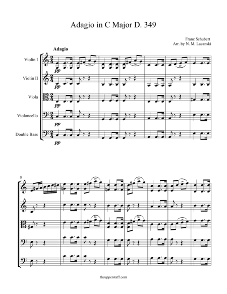 Free Sheet Music Adagio In C Major D 349