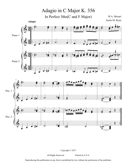 Free Sheet Music Adagio In C Major K 356