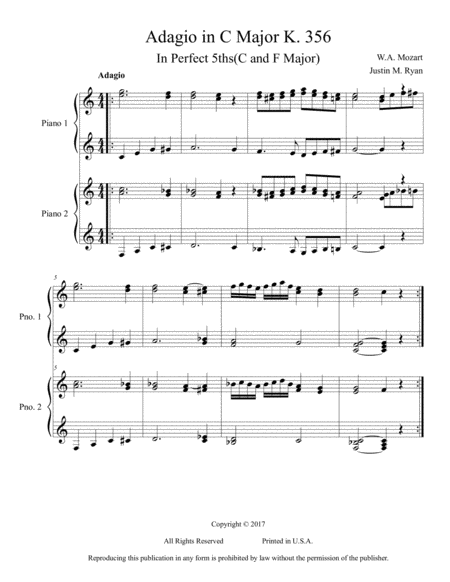 Adagio In C Major K 356 Sheet Music