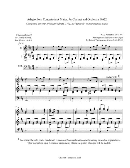 Adagio In D Major For Organ Sheet Music