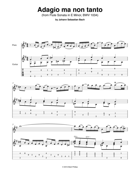 Free Sheet Music Adagio Ma Non Tanto From Flute Sonata In E Minor Bwv 1034