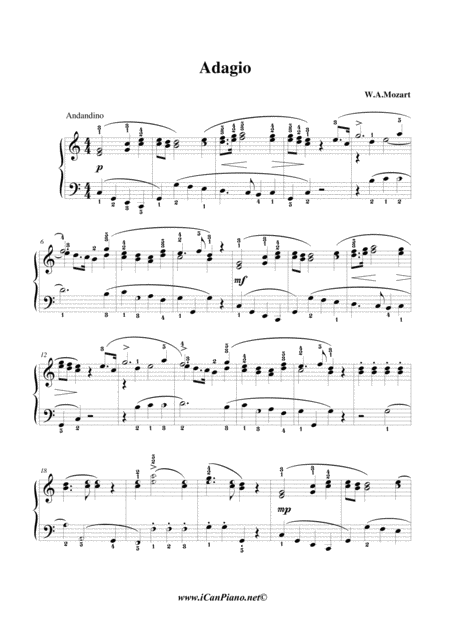 Adagio Mozart Icanpiano Style Sheet Music