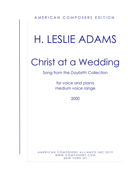 Free Sheet Music Adams Christ At A Wedding From Daybirth