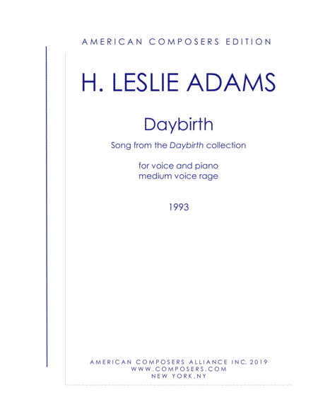 Free Sheet Music Adams Daybirth From Daybirth