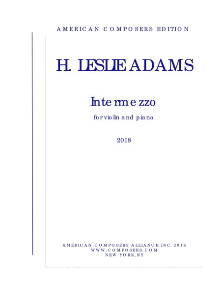 Free Sheet Music Adams Intermezzo