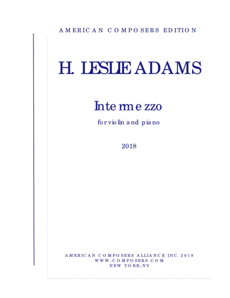 Adams Intermezzo Sheet Music