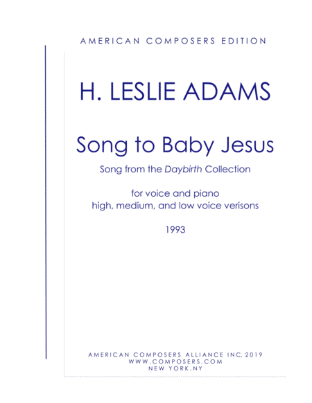 Adams Song To Baby Jesus From Daybirth Sheet Music