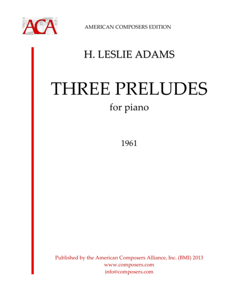 Adams Three Preludes For Piano Sheet Music