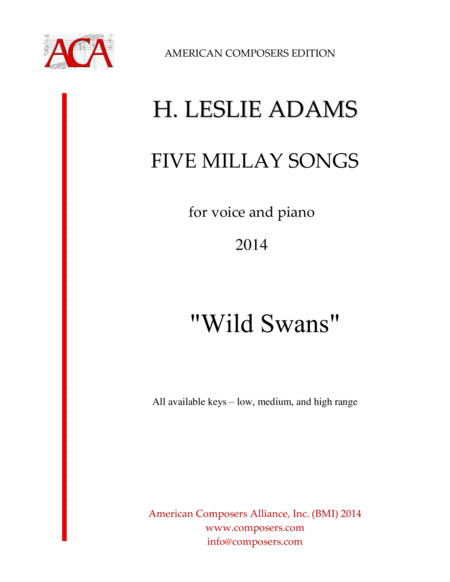 Free Sheet Music Adams Wild Swans From Five Millay Songs
