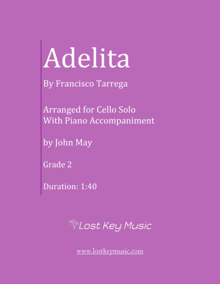 Adelita Cello Solo With Piano Accompaniment Sheet Music