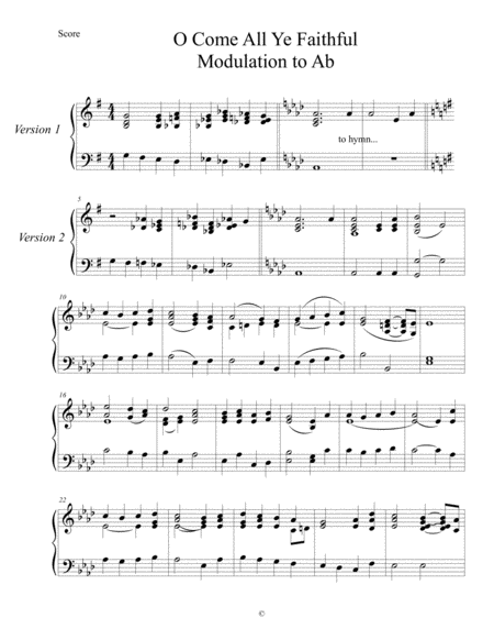 Adeste Fideles Two Modulations To Ab Sheet Music