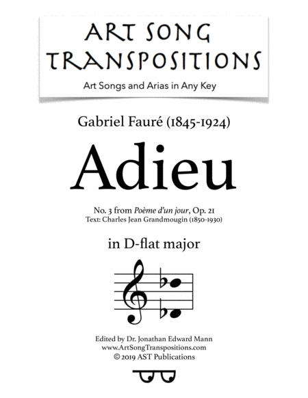 Free Sheet Music Adieu Op 21 No 3 D Flat Major