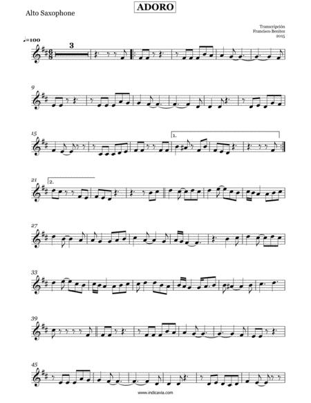 Adoro By Armando Manzanero Arr For Alto Sax Melody Sheet Music