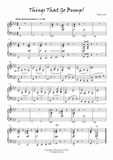 Advanced Intermediate Piano Things That Go Bump Sheet Music