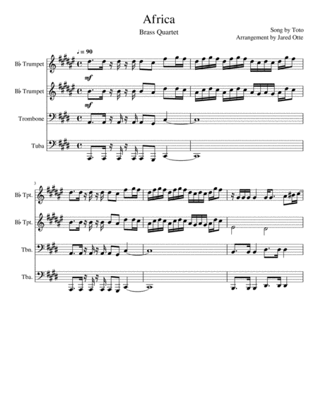 Free Sheet Music Africa Brass Quartet