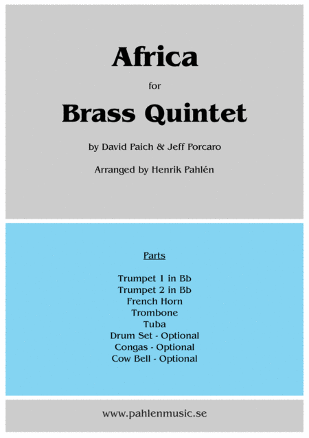 Free Sheet Music Africa For Brass Quintet