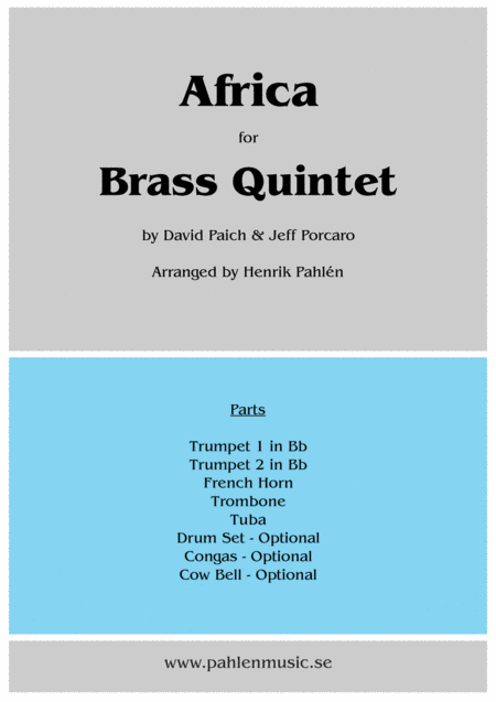 Africa For Brass Quintet Sheet Music