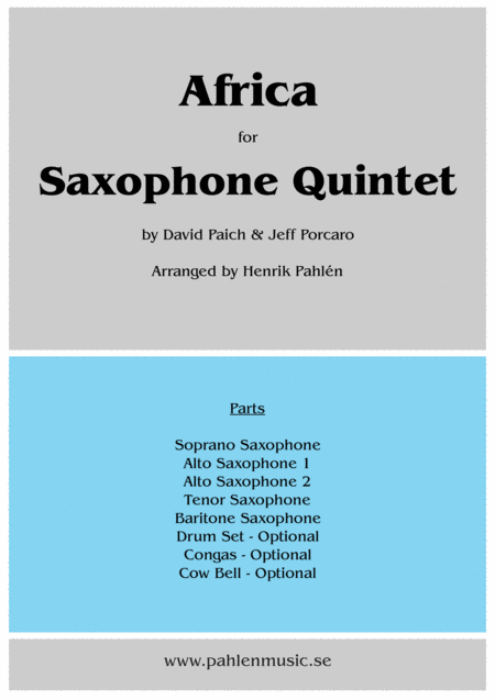 Free Sheet Music Africa For Saxophone Quintet