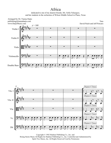 Free Sheet Music Africa For String Quintet Or So